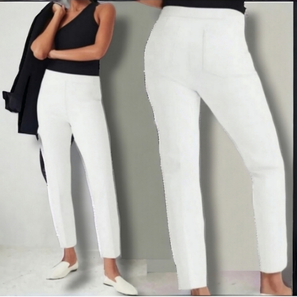 NWT SPANX On-The-Go Ankle Slim Straight Pants in Classic White $98